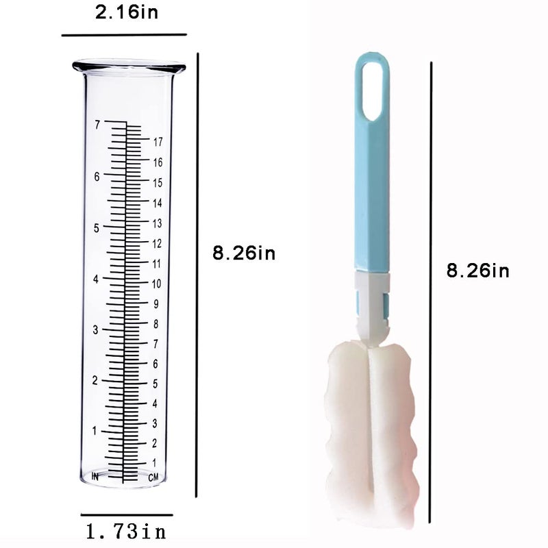 BIUWING 7 inch Rain Gauge Replacement Tube Glass for Yard Garden and Outdoor Home, with clean Brush - Image 3